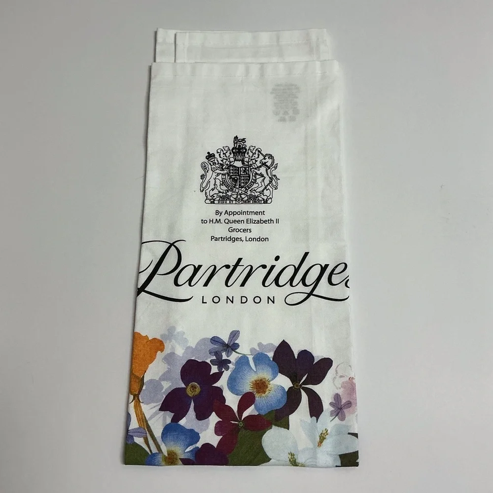 Partridges London Tea Towel Chelsea Flower Collection British UK 100% Cotton